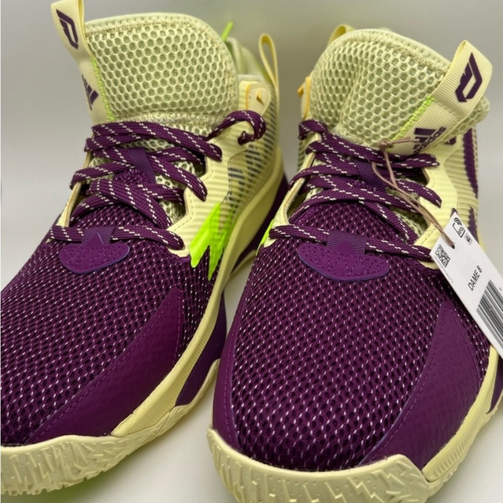 NWT Adidas Dame 8 Athletic Shoe Purple/Yellow Sz 9.5